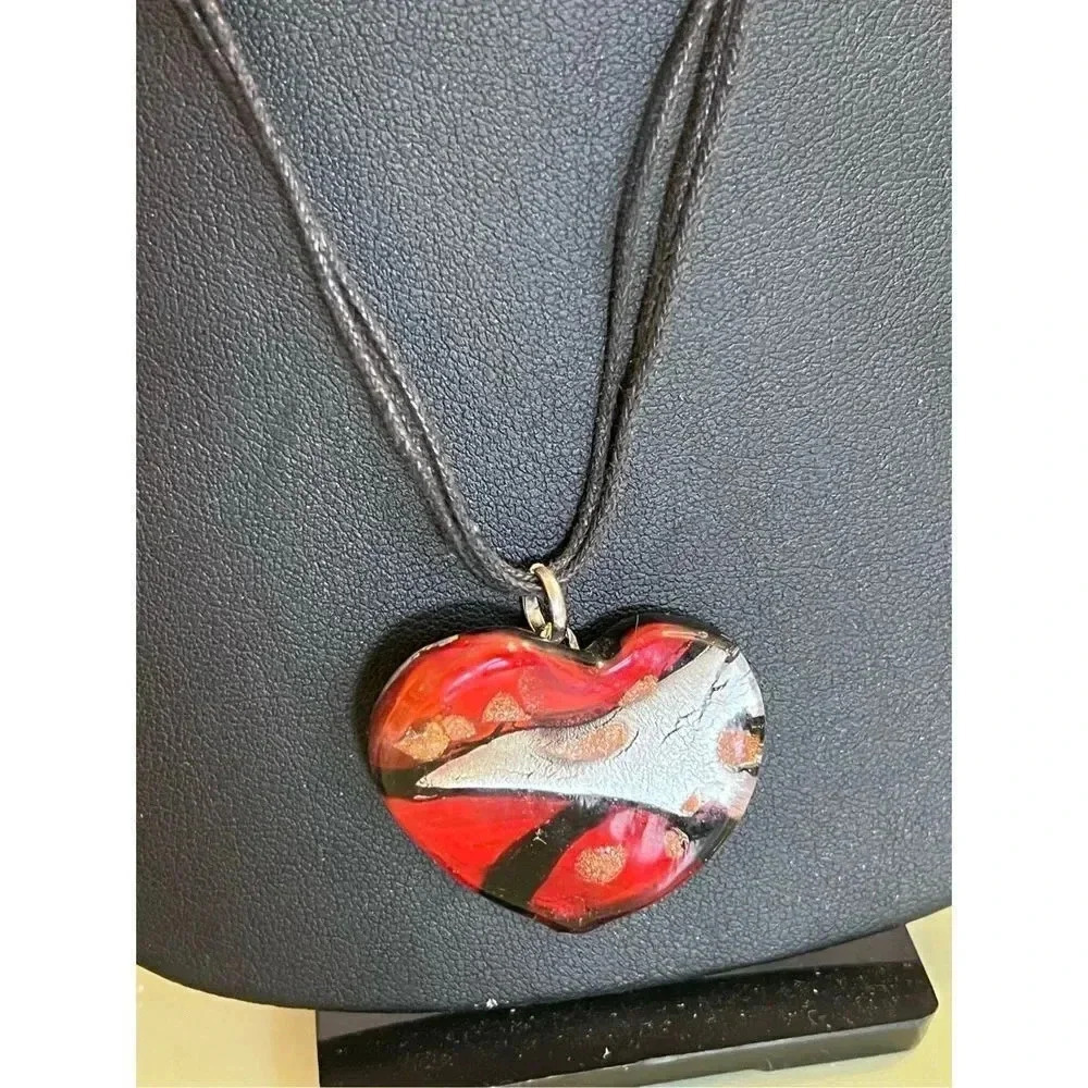 Women’s Black‎ Red Fantastic Vintage Chain Heart Pendant Cord Necklace